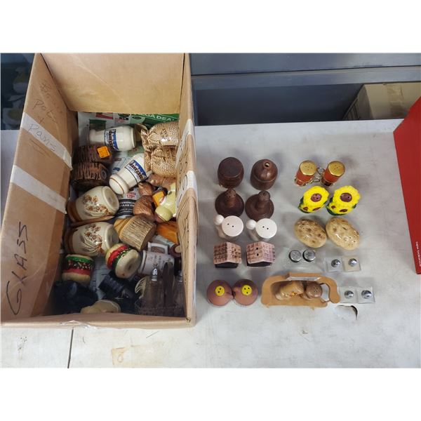 box of approx 30 salt and pepper shakers