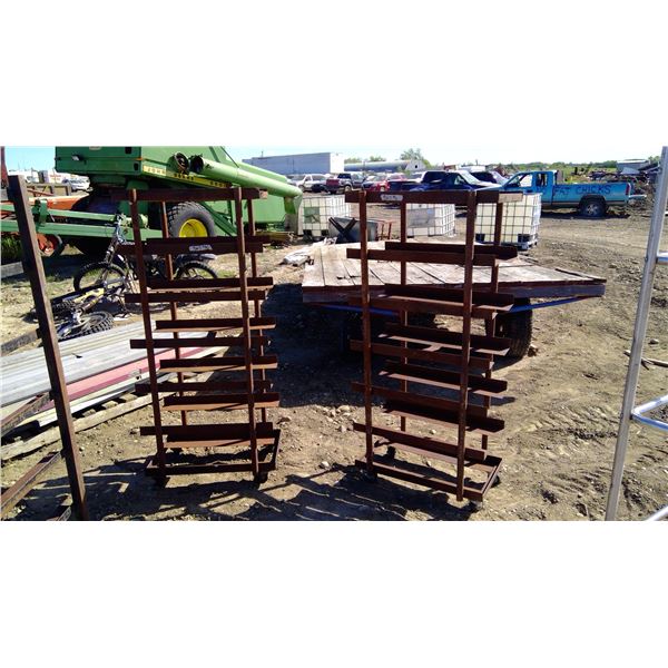 2 Steel Tray Shop Racks - On Casters