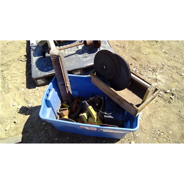 Tub of Assorted Tools - Cutoff Disks, Casters, etc.
