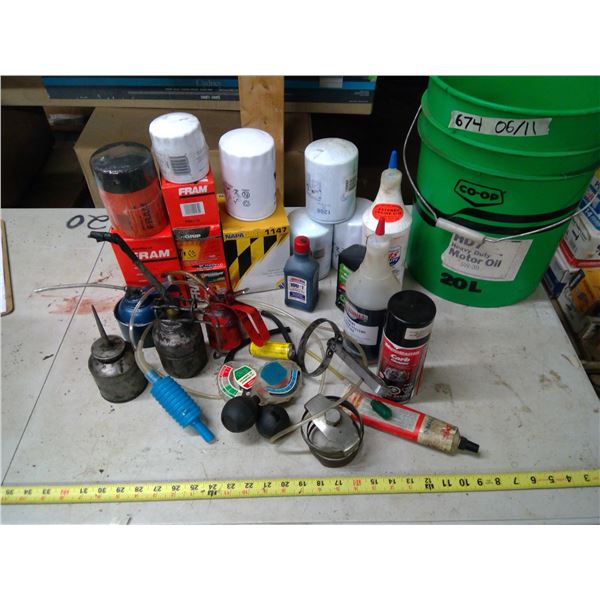 2 Buckets of Oil Filters, Treatment, Oilers