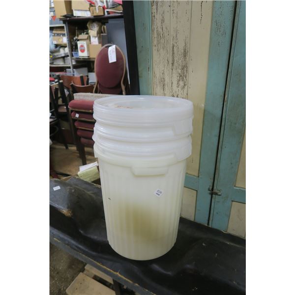 Plastic Garbage Cans w/ Lids - 18" Tall x 12" Across