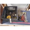 Image 1 : BLACK MILK CRATE FULL OF TOOLS - OILERS, GRINDING DISCS, ROPE