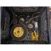 Image 2 : BLACK MILK CRATE FULL OF TOOLS - OILERS, GRINDING DISCS, ROPE