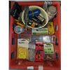 Image 2 : RED CRATE FULL OF SCREWS, ANCHORS, RIBBON, ETC