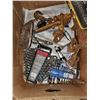 Image 2 : BOX FULL OF TOOLS - SOCKETS, CHAIN TIGHTENERS, WRENCHES & STEP STOOL