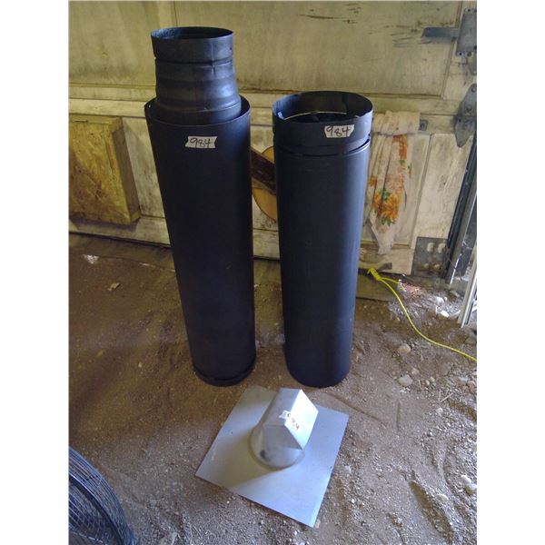 2 Tall Black Chimneys and Roof Cap