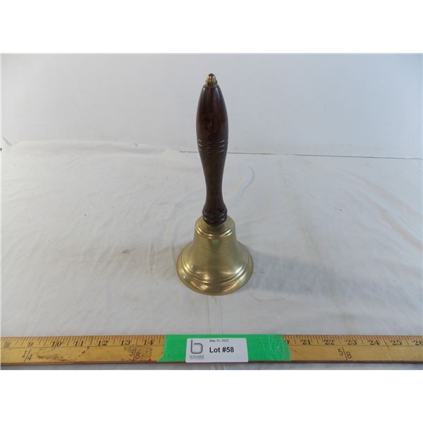 Large dinner bell - wood handle, brass bell