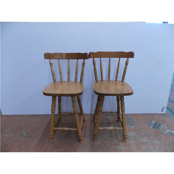 *(2) Counter height wooden stools - 23" tall