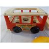 Image 3 : Fisher Price bus + circus cart + (2) Flintstones plastic dolls