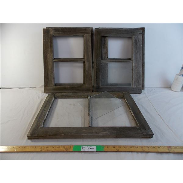 (5) antique wooden windows with (2) panels of glass