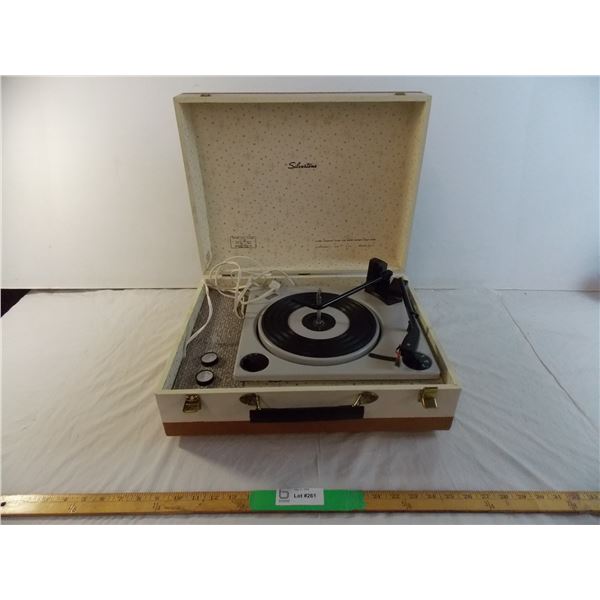 Silvertone record player in case