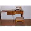 Image 1 : *Vintage Singer Sewing Machine built in table with stool (17X25X32H) w/ accessories