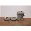 Image 1 : Metal garbage bin with extra lids