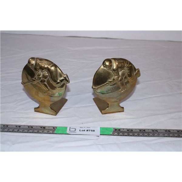 Brass Hockey Bookends (2)