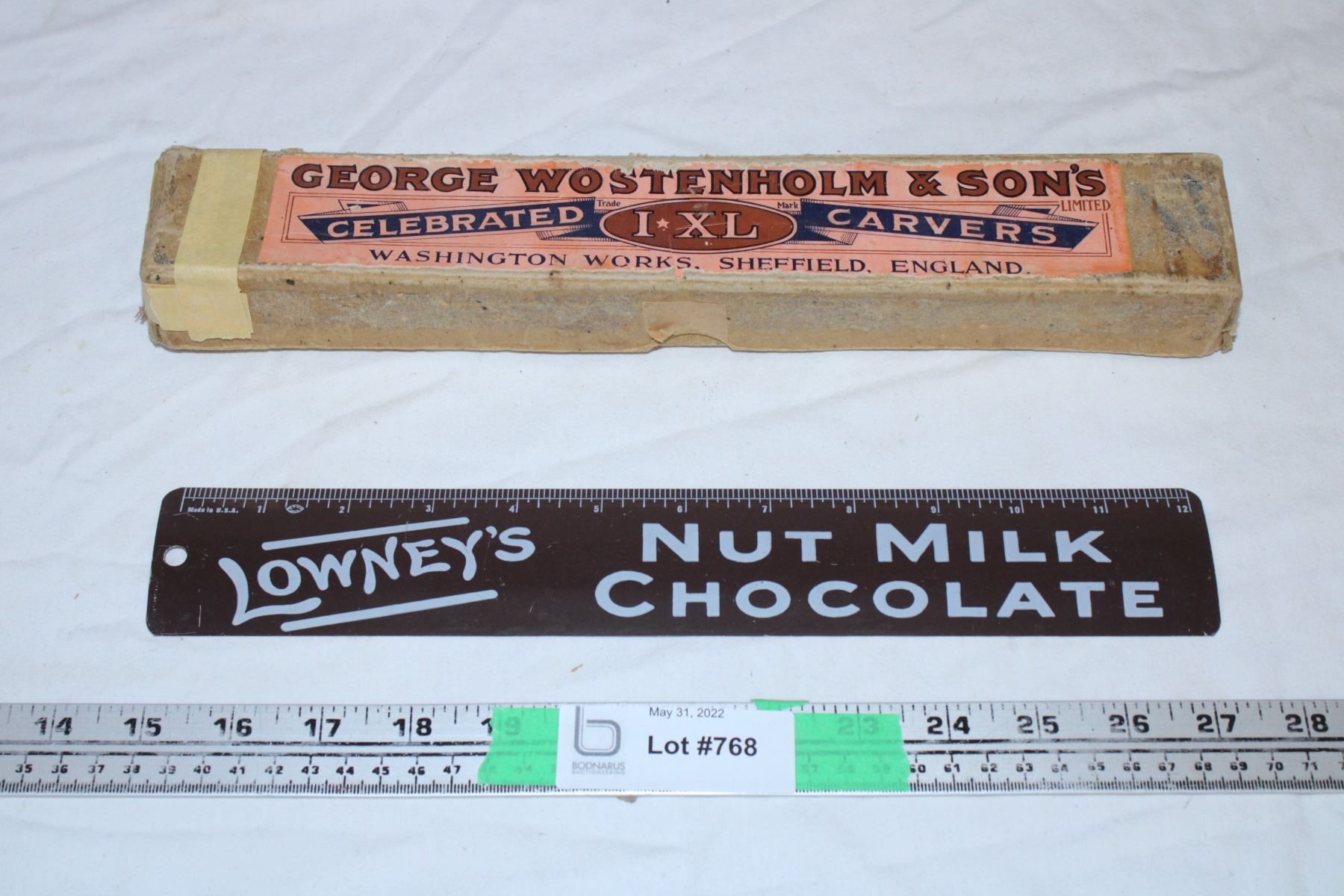 Empty Cutlery box,Nut Milk Chocolate ruler - Bodnarus Auctioneering
