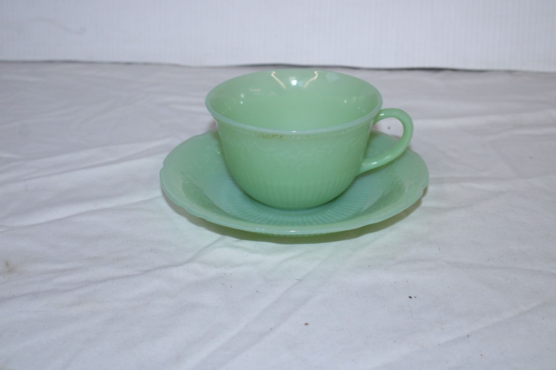Fire King Jadeite Alice teacup and saucer