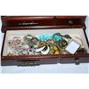 Image 4 : Wood Jewelry box with costume jewelry