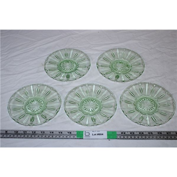 Green Depression Glass Plates (5)