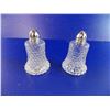 Image 2 : Pair of S & P Shakers - clear hobnail surface (1940's?) silver tops