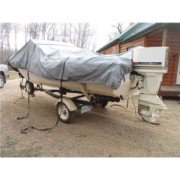 16ft Hydro-Vee Boat + Trailer with Chrysler motor (90HP) - new seats courier 154 fishfinder, new rug