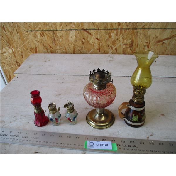 (5) lamps, mini, some missing chimneys