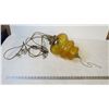 Image 1 : *Retro amber glass hanging lamp pull string – working (16” long, 9” round)