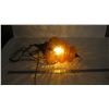 Image 2 : *Retro amber glass hanging lamp pull string – working (16” long, 9” round)