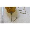 Image 9 : *Retro amber glass hanging lamp pull string – working (16” long, 9” round)