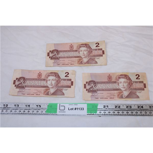 Canadian Two Dollar Bills (3)