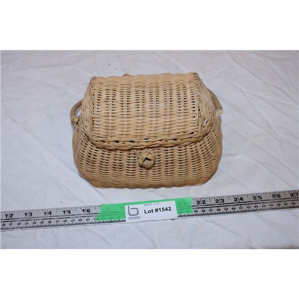 Wicker basket with various ribbons