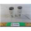 Image 1 : Milk Glass Salt & Pepper shakers with tin lids