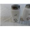 Image 2 : Milk Glass Salt & Pepper shakers with tin lids