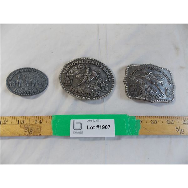 (3) National finals rodeo belt buckles