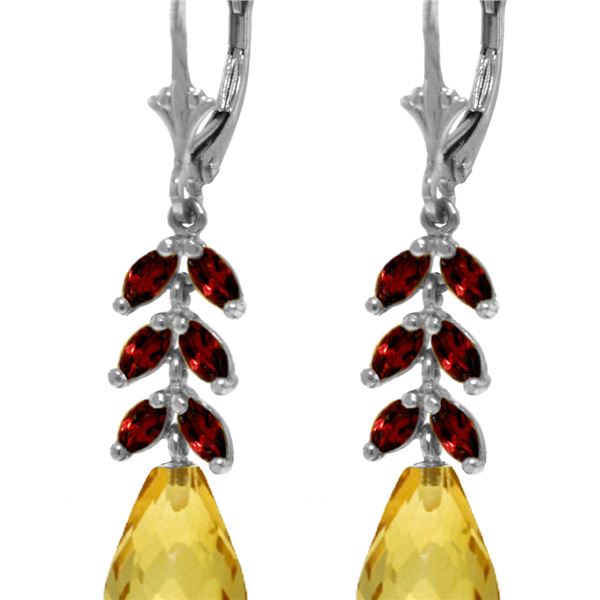Genuine 11.20 ctw Citrine & Garnet Earrings 14KT White Gold - REF-56N2R