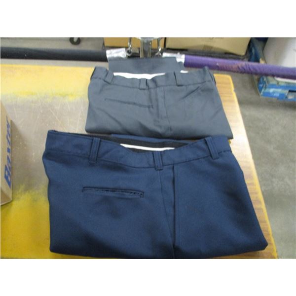 NEW (STORE CLOSE-OUT):  BOX C/W TWO PAIR OF PANTS (SIZE 38 & 42)