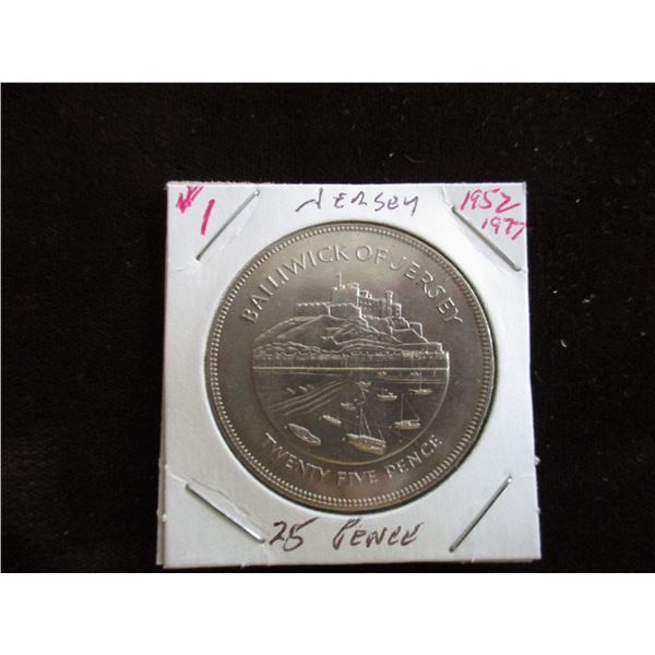 1952 - 1977 BAILIWICK OF JERSEY P/L 25 PENCE DOLLAR COIN