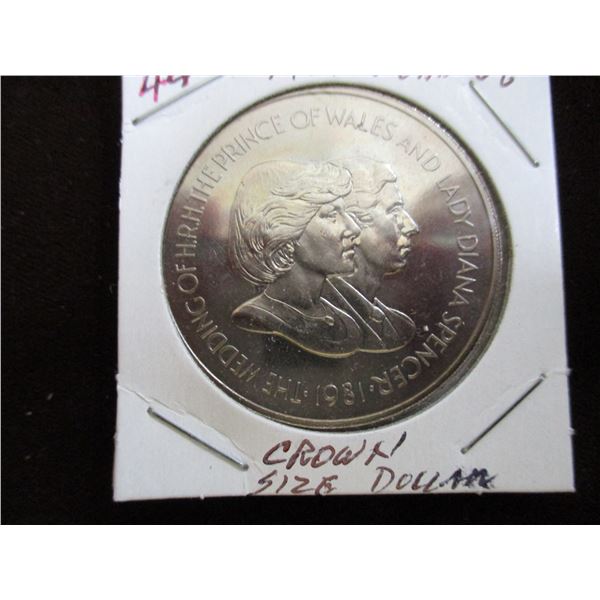 1981 PRINCE OF WALES & LADY DIANA FALKLANDS ISLAND CROWN SIZE DOLLAR