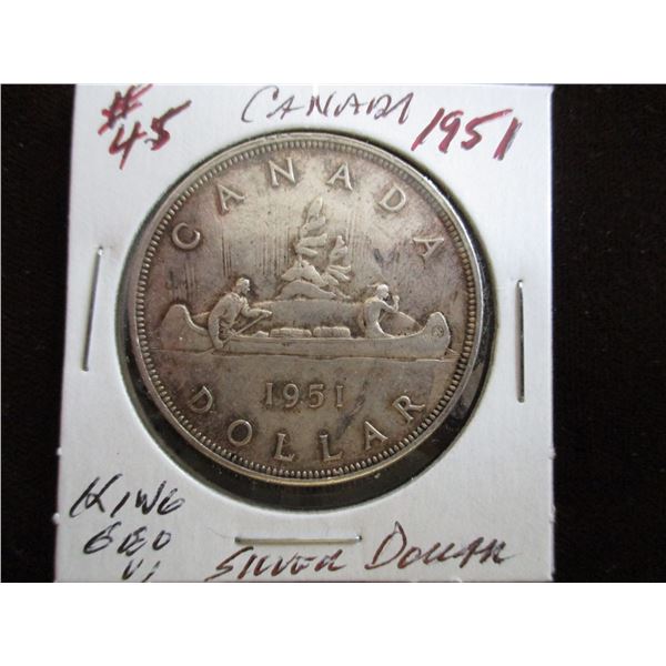 1951 CANADA KING GEORGE VI SILVER DOLLAR