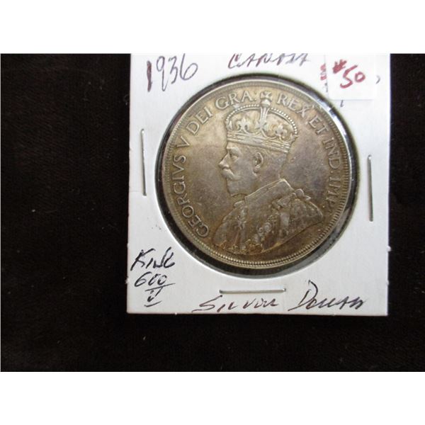 1936 CANADA KING GEORGE V SILVER DOLLAR
