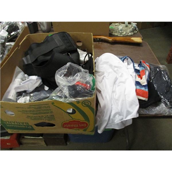 NEW (STORE CLOSE-OUT):  BOX C/W CHANGE PADS, UNDERWEAR, TOPS, ETC