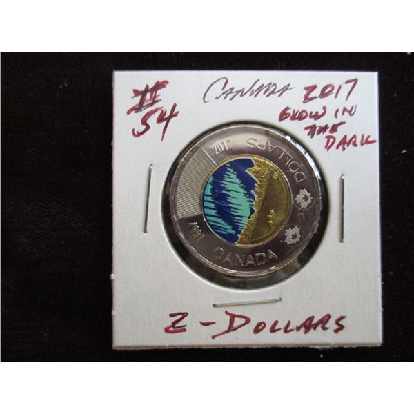 2017 CANADA UNCIRCULATED GLOW IN THE DARK $2 COIN