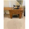 Image 1 : White Rotary Treadle Sewing Machine With Table & Sewing Supplies