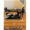 Image 2 : White Rotary Treadle Sewing Machine With Table & Sewing Supplies