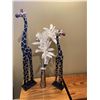 Image 2 : Two Floor Standing Decorative Wooden Giraffes & Vase with Decorative Foam Flowers