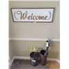 Image 1 : "Welcome" Sign, Umbrella Stand with Umbrella, 2 Shoehorns & Indoor/Outdoor Planter