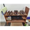 Image 1 : Wooden Shoe Rack with Shoes, Work Gloves and Winter Gloves