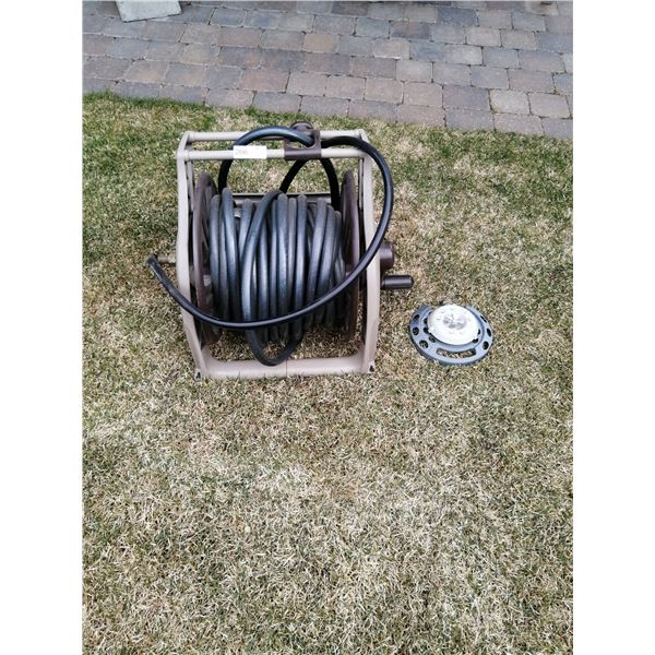 Garden Hose with Ames Hose Carrier and Sprinkler