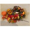 Image 1 : Decorative Fall Wreath, Artificial Flowers, Wire Basket/Mini Decorative Pumpkins & Basket