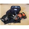 Image 1 : Assortment of Headphones & Travel Bag