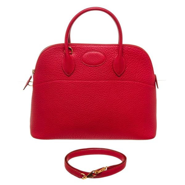 Hermes Red Leather Bolide 35cm Shoulder Bag